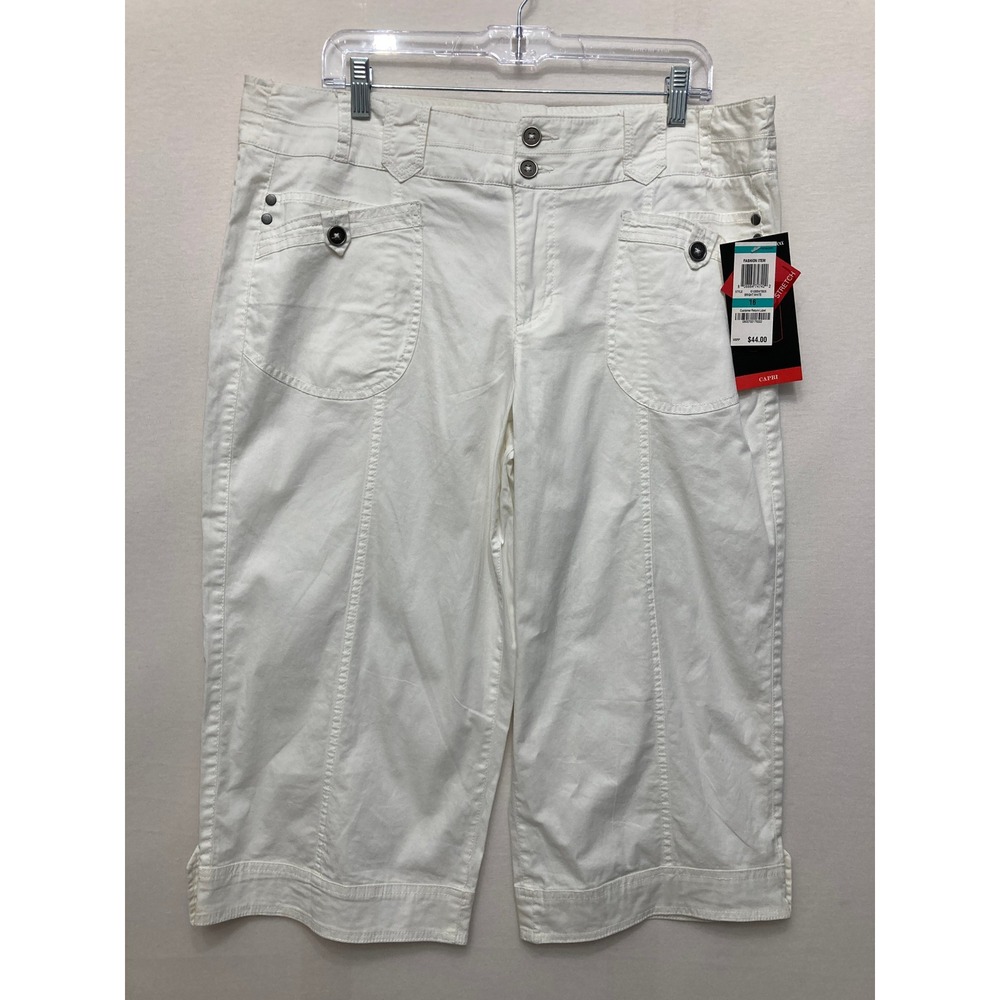 New Style & Co Capri Pants size 16 White Stretch Cotton Mid Rise Casual Summer